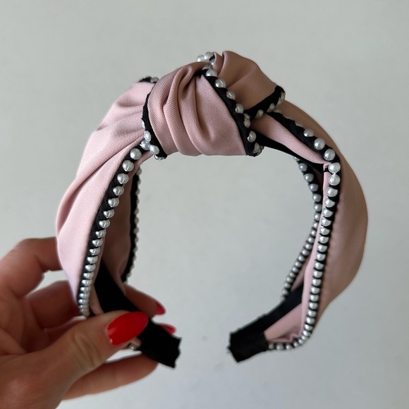 Anthropologie Accessories - Anthropologie Knotted Pink Headband with Pearl Trim